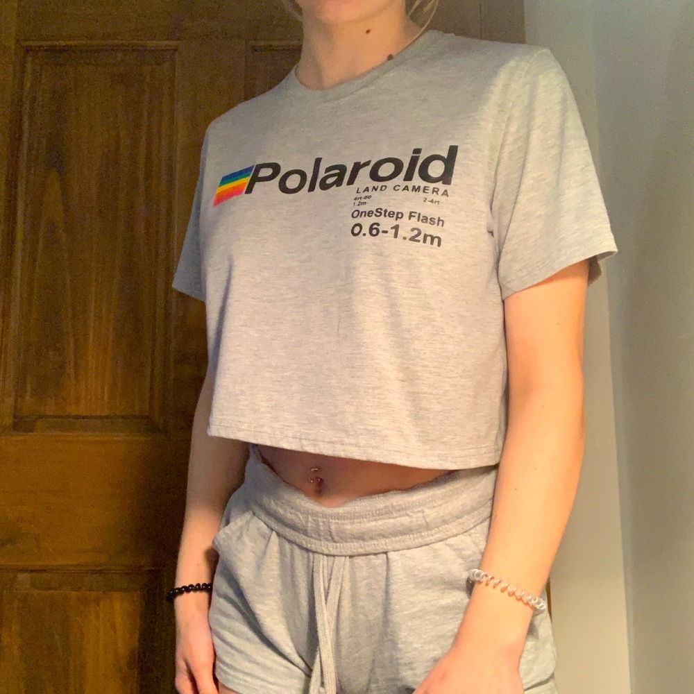 Gray Polaroid Crop Top
